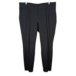 Dalia Womens XL Black Pull On Dress Pants Tapered Leg Stretch Pocket Trousers